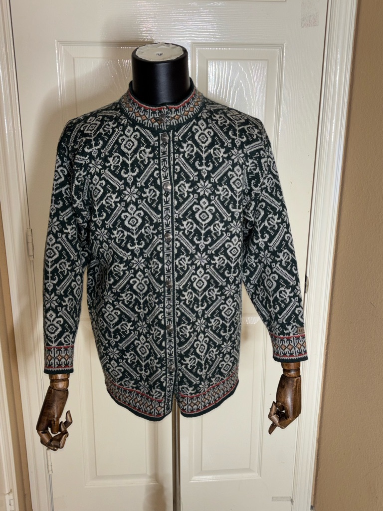 Vintage Dale Of Norway Blue Nordic Mens Wool Cardigan Size Sm / Unisex Wm L Nice